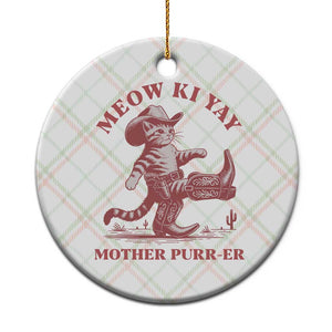Funny Cowboy Cat Ceramic Ornament Western Rodeo Meow Ki Yay Mother Purrer TS14 1pc Christmas Plaid Print Your Wear