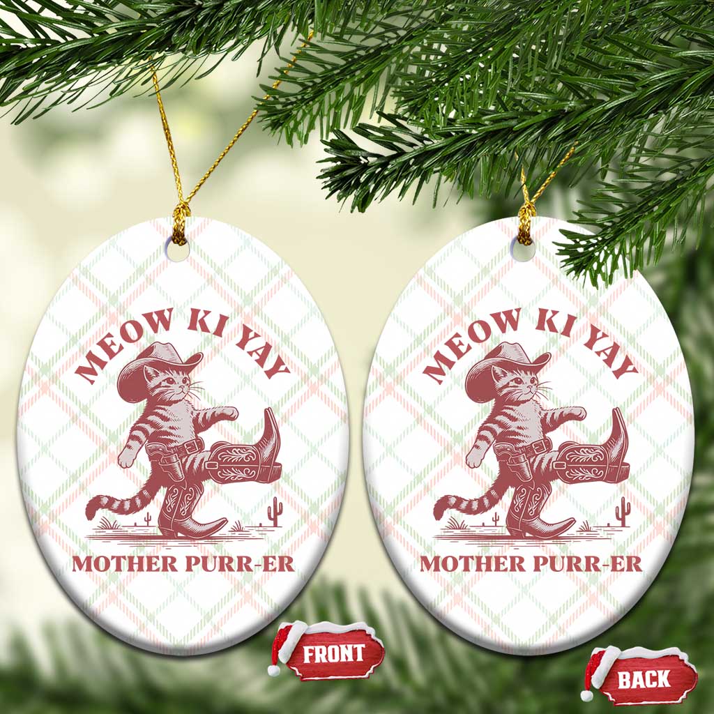 Funny Cowboy Cat Ceramic Ornament Western Rodeo Meow Ki Yay Mother Purrer TS14 Print Your Wear