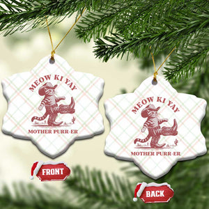 Funny Cowboy Cat Ceramic Ornament Western Rodeo Meow Ki Yay Mother Purrer TS14 Print Your Wear