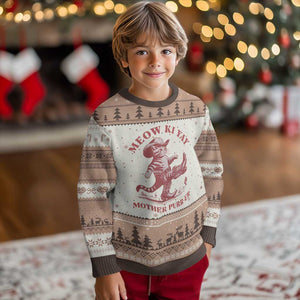 Funny Cowboy Cat Ugly Christmas Sweater Western Rodeo Meow Ki Yay Mother Purrer TS14 Mocha Mousse Print Your Wear