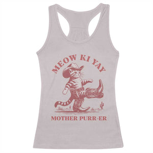Funny Cowboy Cat Racerback Tank Top Western Rodeo Meow Ki Yay Mother Purrer TS14 Ice Gray Print Your Wear