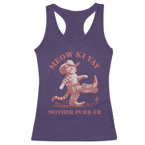 Funny Cowboy Cat Racerback Tank Top Western Rodeo Meow Ki Yay Mother Purrer TS14 Purple Print Your Wear