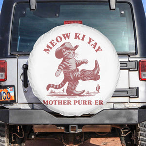 Funny Cowboy Cat Spare Tire Cover Western Rodeo Meow Ki Yay Mother Purrer TS14 No hole White Print Your Wear