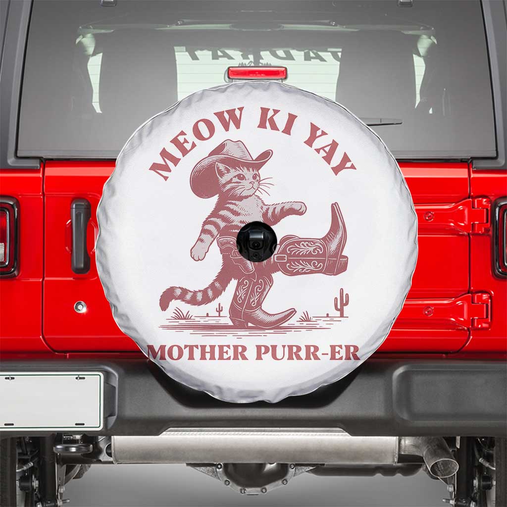 Funny Cowboy Cat Spare Tire Cover Western Rodeo Meow Ki Yay Mother Purrer TS14 White Print Your Wear