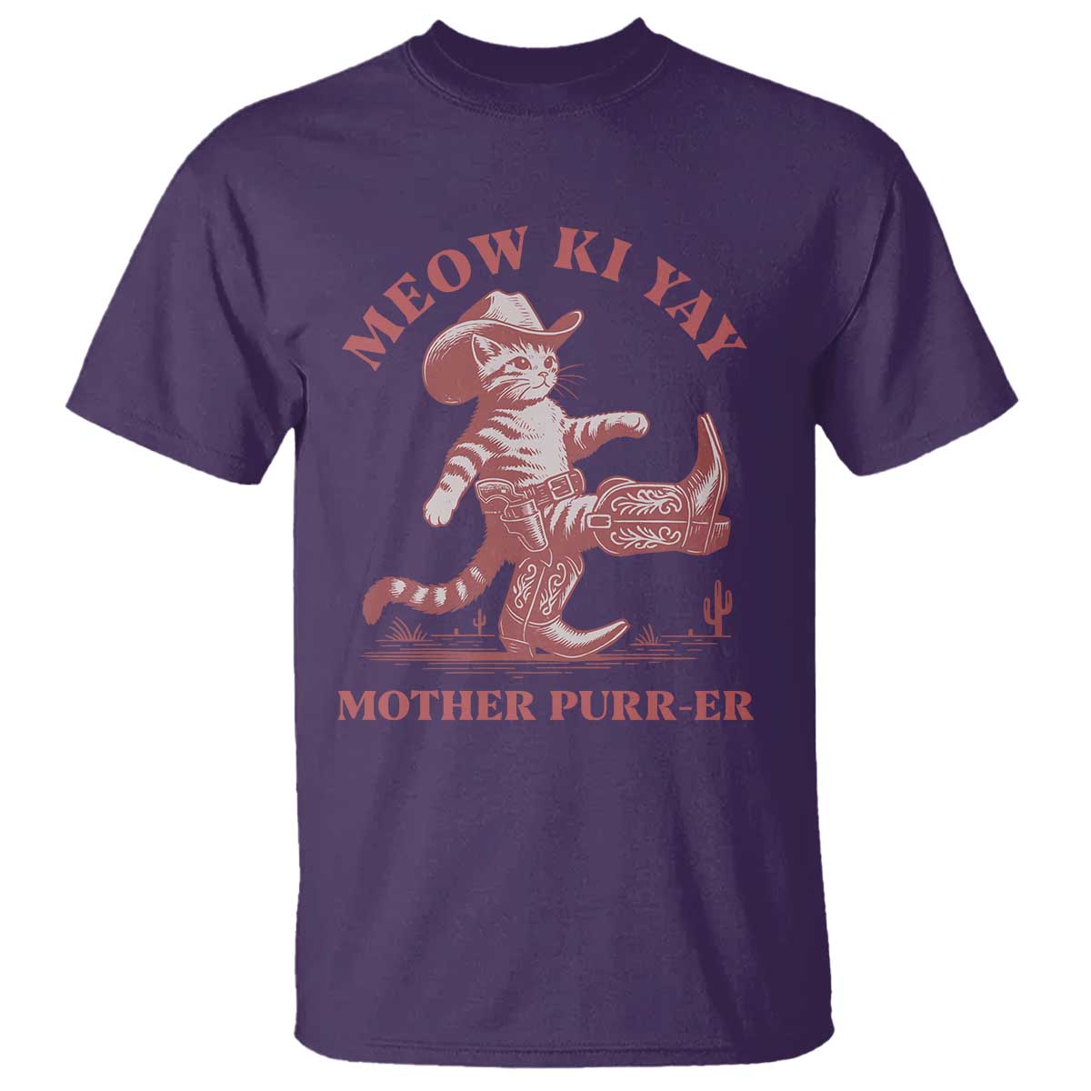 Funny Cowboy Cat T Shirt Western Rodeo Meow Ki Yay Mother Purrer TS14 Purple Print Your Wear