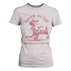 Funny Cowboy Cat T Shirt For Women Western Rodeo Meow Ki Yay Mother Purrer TS14 Ice Gray Print Your Wear