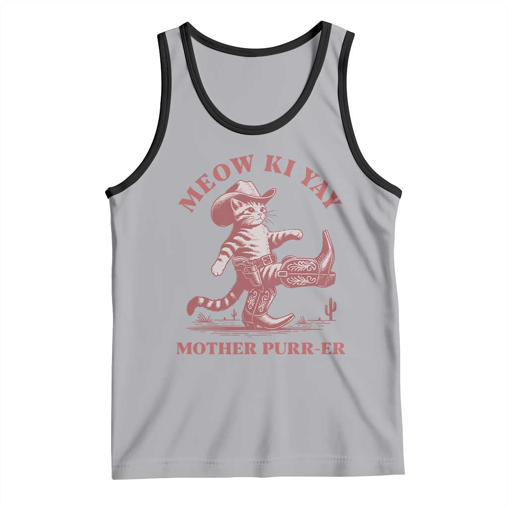 Funny Cowboy Cat Tank Top Western Rodeo Meow Ki Yay Mother Purrer TS14 Athletic Heather Black Print Your Wear