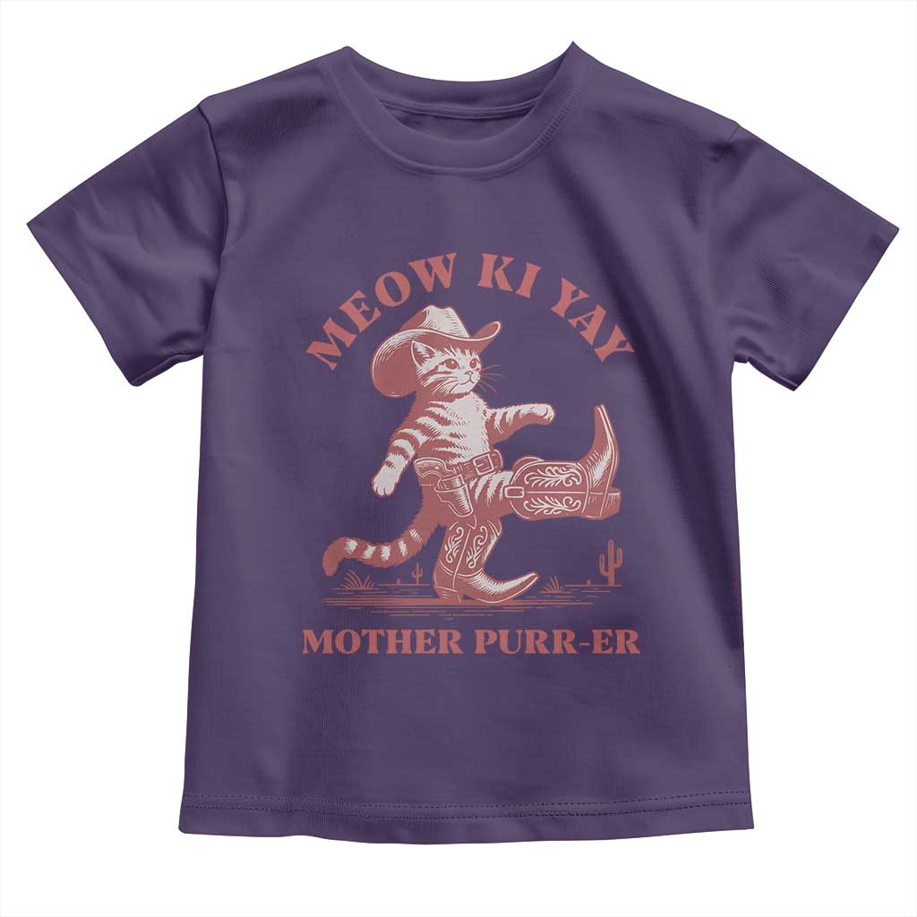 Funny Cowboy Cat Toddler T Shirt Western Rodeo Meow Ki Yay Mother Purrer TS14 Purple Print Your Wear