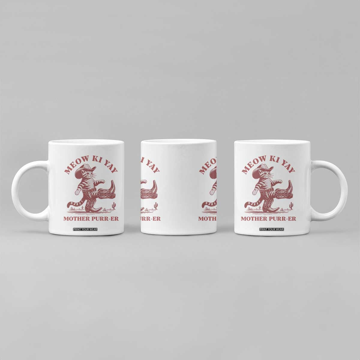 Funny Cowboy Cat Coffee Mug Western Rodeo Meow Ki Yay Mother Purrer TS14 Print Your Wear