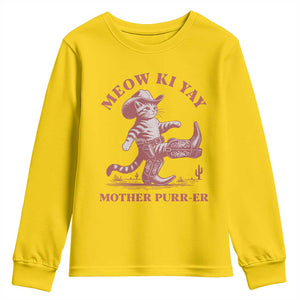 Funny Cowboy Cat Youth Sweatshirt Western Rodeo Meow Ki Yay Mother Purrer TS14 Daisy Print Your Wear