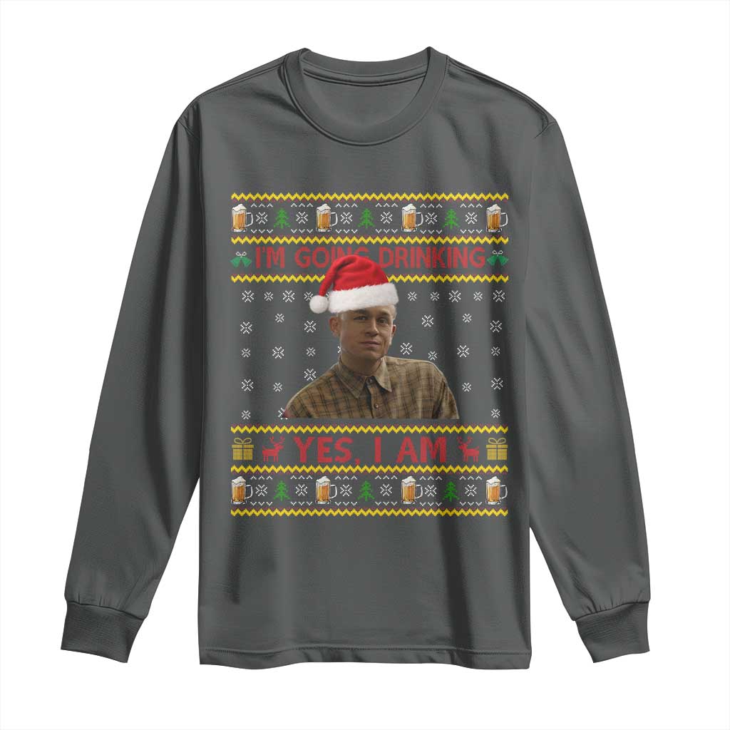 Ed Gein Christmas Long Sleeve Shirt I Am Going Drinking Yes I Am Christmas TS14 Dark Heather Print Your Wear