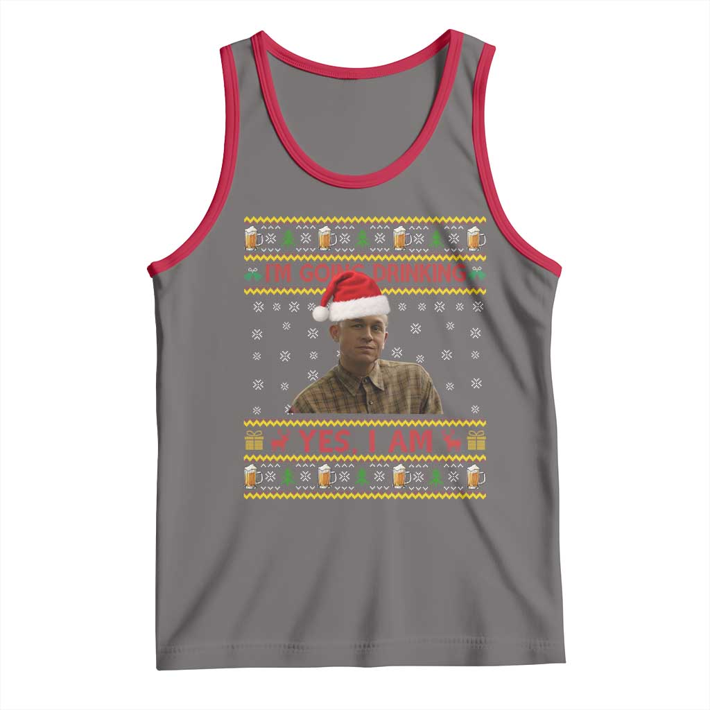 Ed Gein Christmas Tank Top I Am Going Drinking Yes I Am Christmas TS14 Deep Heather Red Print Your Wear