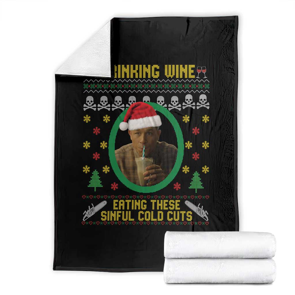 Ed Gein Christmas Throw Blanket Drinking Wine Eating These Sinful Cold Cuts TS14 Black Print Your Wear