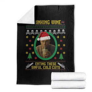 Ed Gein Christmas Throw Blanket Drinking Wine Eating These Sinful Cold Cuts TS14 Black Print Your Wear