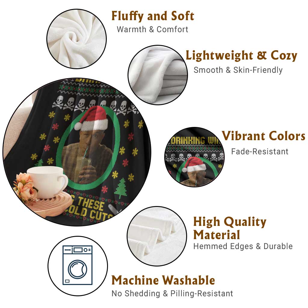 Ed Gein Christmas Throw Blanket Drinking Wine Eating These Sinful Cold Cuts TS14 Print Your Wear