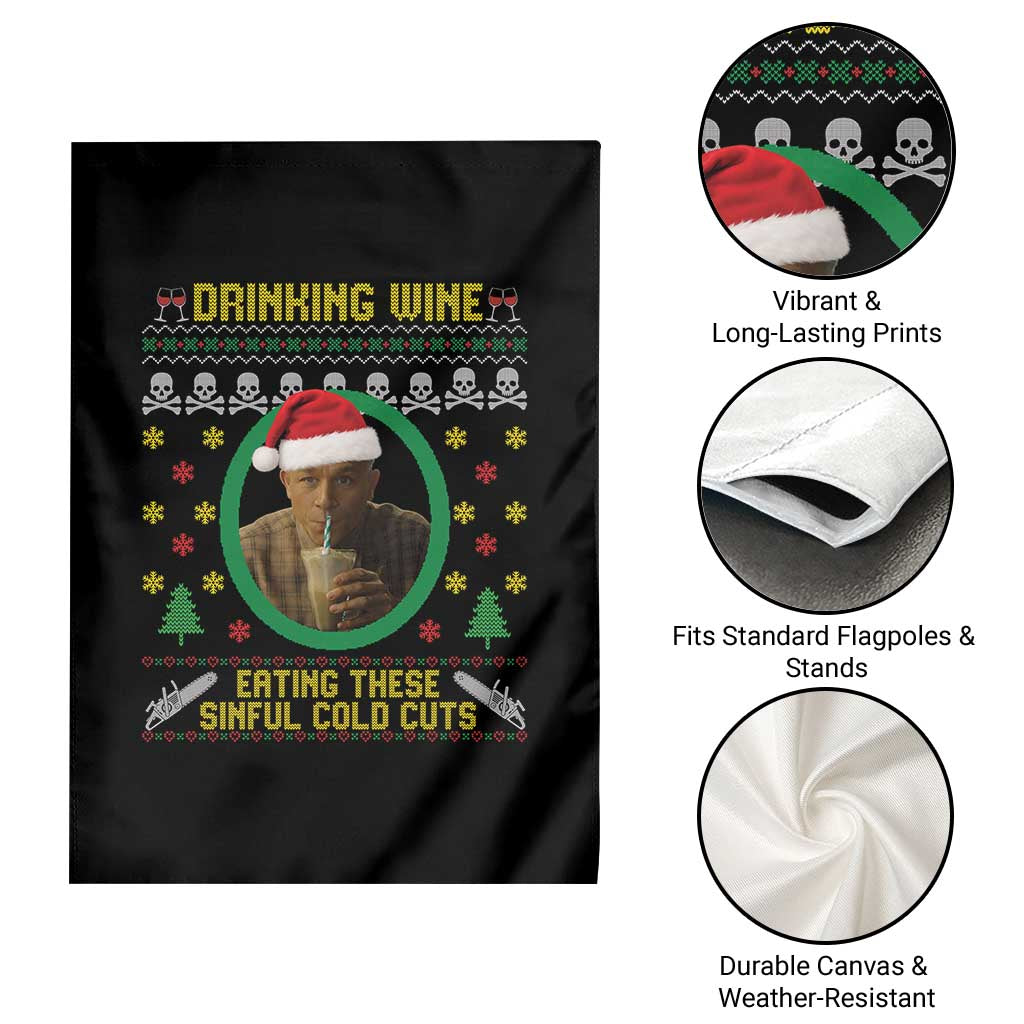 Ed Gein Christmas Garden Flag Drinking Wine Eating These Sinful Cold Cuts TS14 Print Your Wear