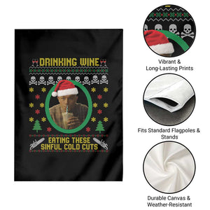Ed Gein Christmas Garden Flag Drinking Wine Eating These Sinful Cold Cuts TS14 Print Your Wear