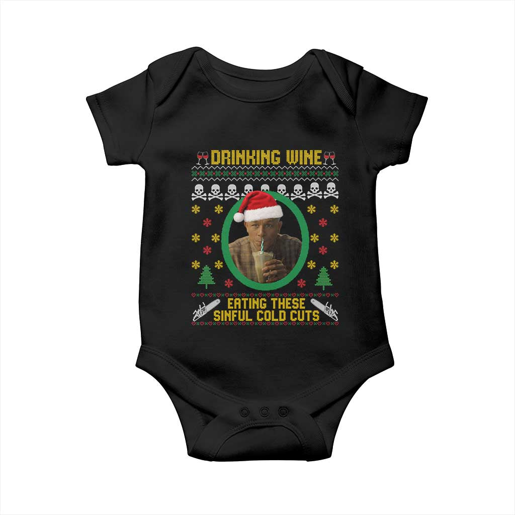 Ed Gein Christmas Baby Onesie Drinking Wine Eating These Sinful Cold Cuts TS14 Black Print Your Wear