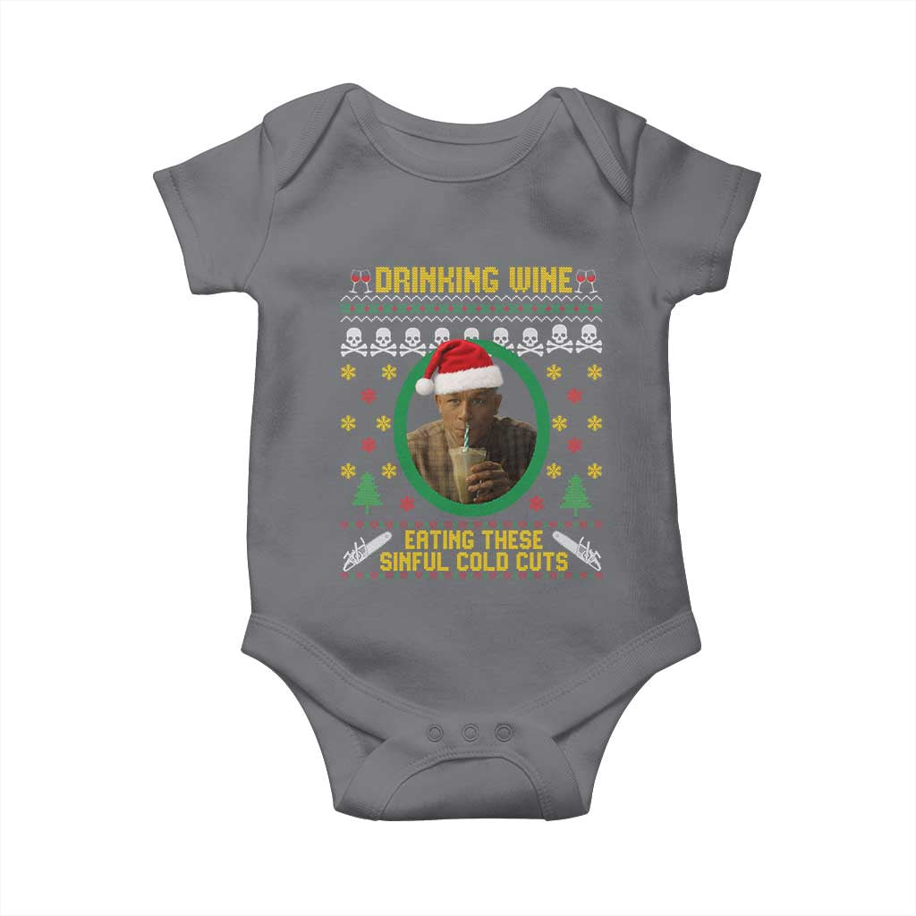 Ed Gein Christmas Baby Onesie Drinking Wine Eating These Sinful Cold Cuts TS14 Charcoal Print Your Wear