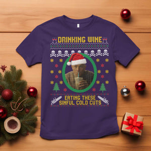 Ed Gein Christmas T Shirt Drinking Wine Eating These Sinful Cold Cuts TS14 Purple Print Your Wear