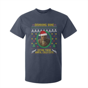 Ed Gein Christmas T Shirt For Kid Drinking Wine Eating These Sinful Cold Cuts TS14 Navy Print Your Wear