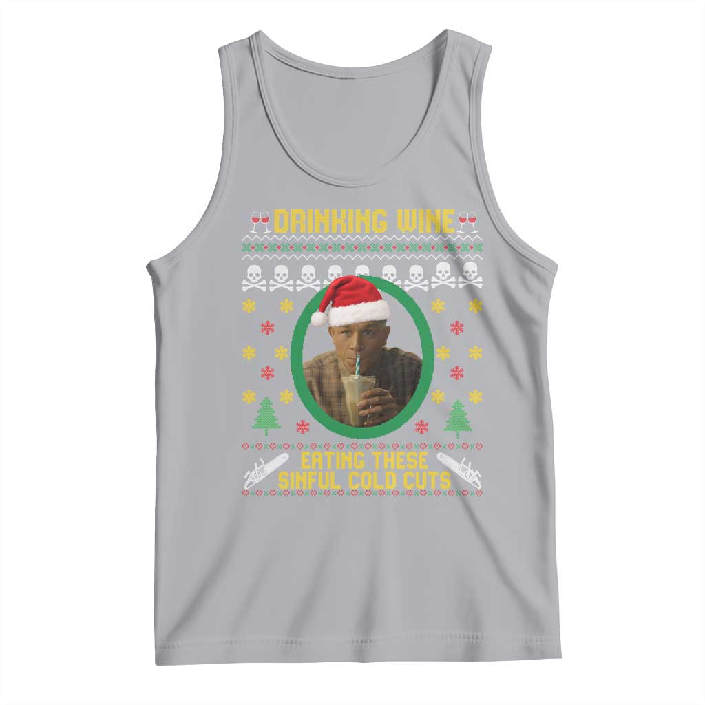 Ed Gein Christmas Tank Top Drinking Wine Eating These Sinful Cold Cuts TS14 Athletic Heather Print Your Wear