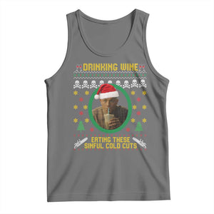 Ed Gein Christmas Tank Top Drinking Wine Eating These Sinful Cold Cuts TS14 Black Heather Print Your Wear