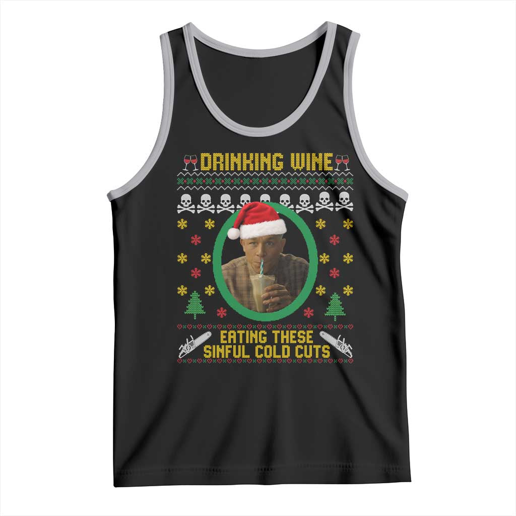 Ed Gein Christmas Tank Top Drinking Wine Eating These Sinful Cold Cuts TS14 Black Athletic Heather Print Your Wear