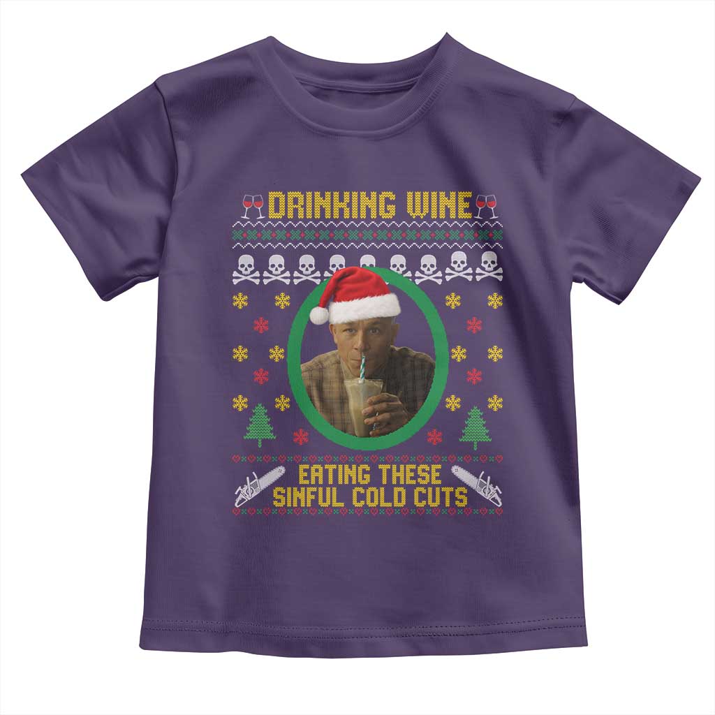 Ed Gein Christmas Toddler T Shirt Drinking Wine Eating These Sinful Cold Cuts TS14 Purple Print Your Wear