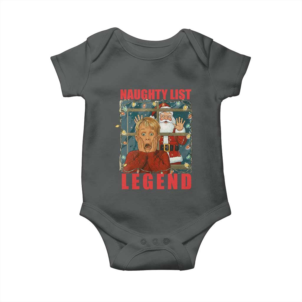 Santa Christmas Movie Funny Baby Onesie Naughty List Legend TS14 Dark Heather Print Your Wear