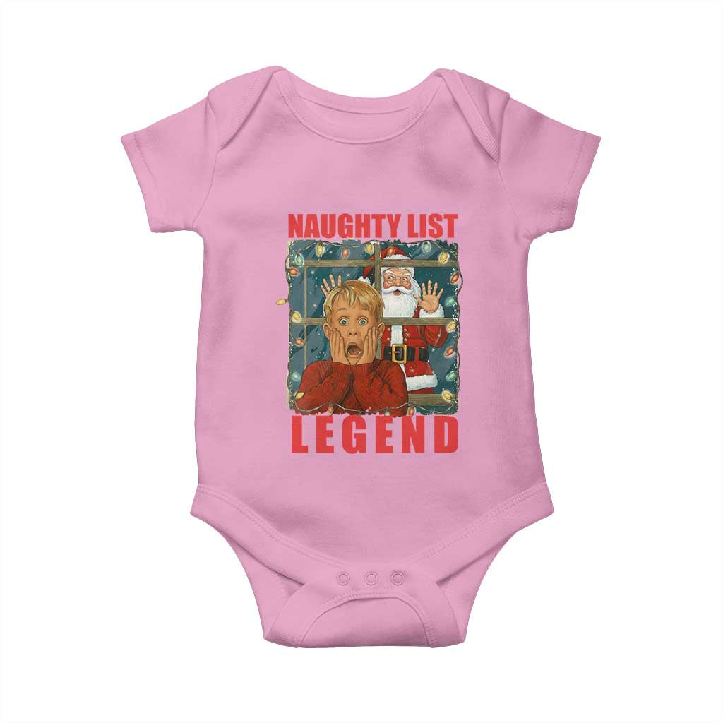 Santa Christmas Movie Funny Baby Onesie Naughty List Legend TS14 Light Pink Print Your Wear