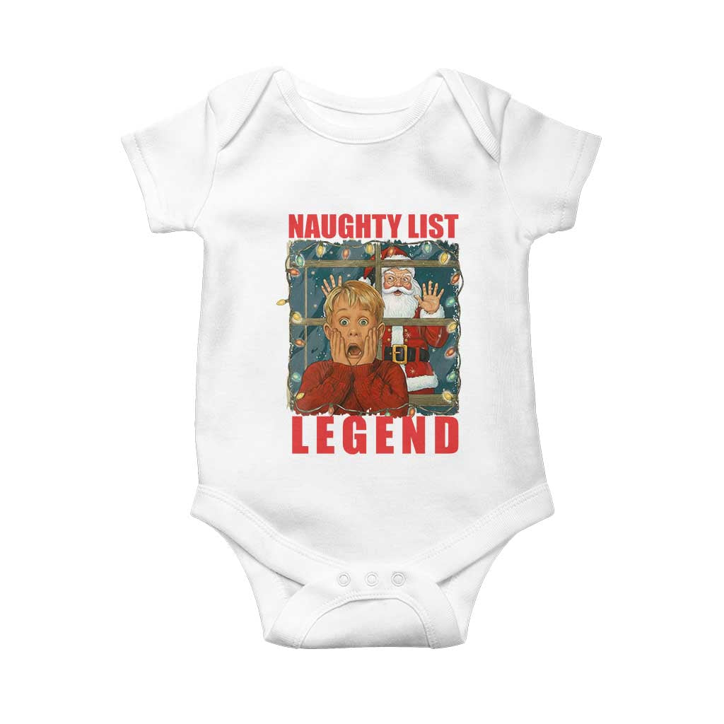 Santa Christmas Movie Funny Baby Onesie Naughty List Legend TS14 White Print Your Wear