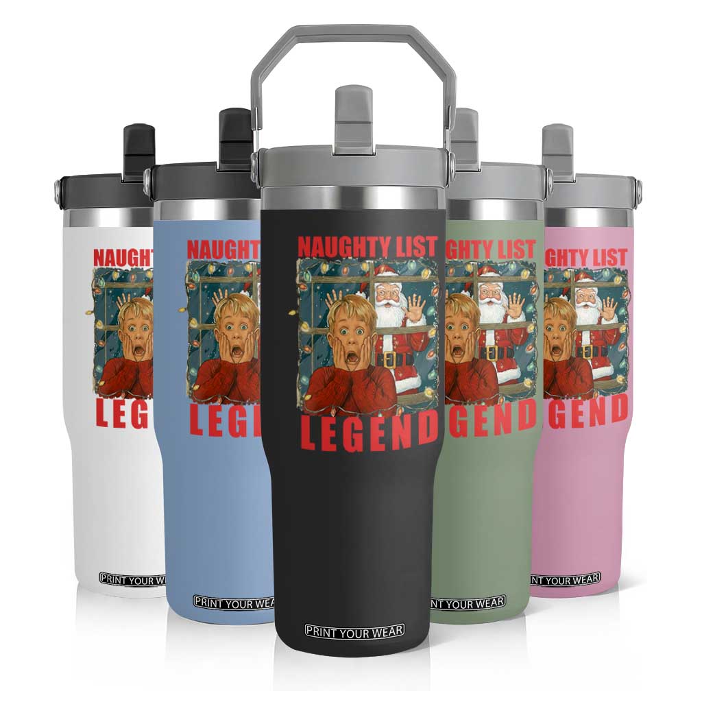 Santa Christmas Movie Funny Flip Straw Tumbler Naughty List Legend TS14 Print Your Wear