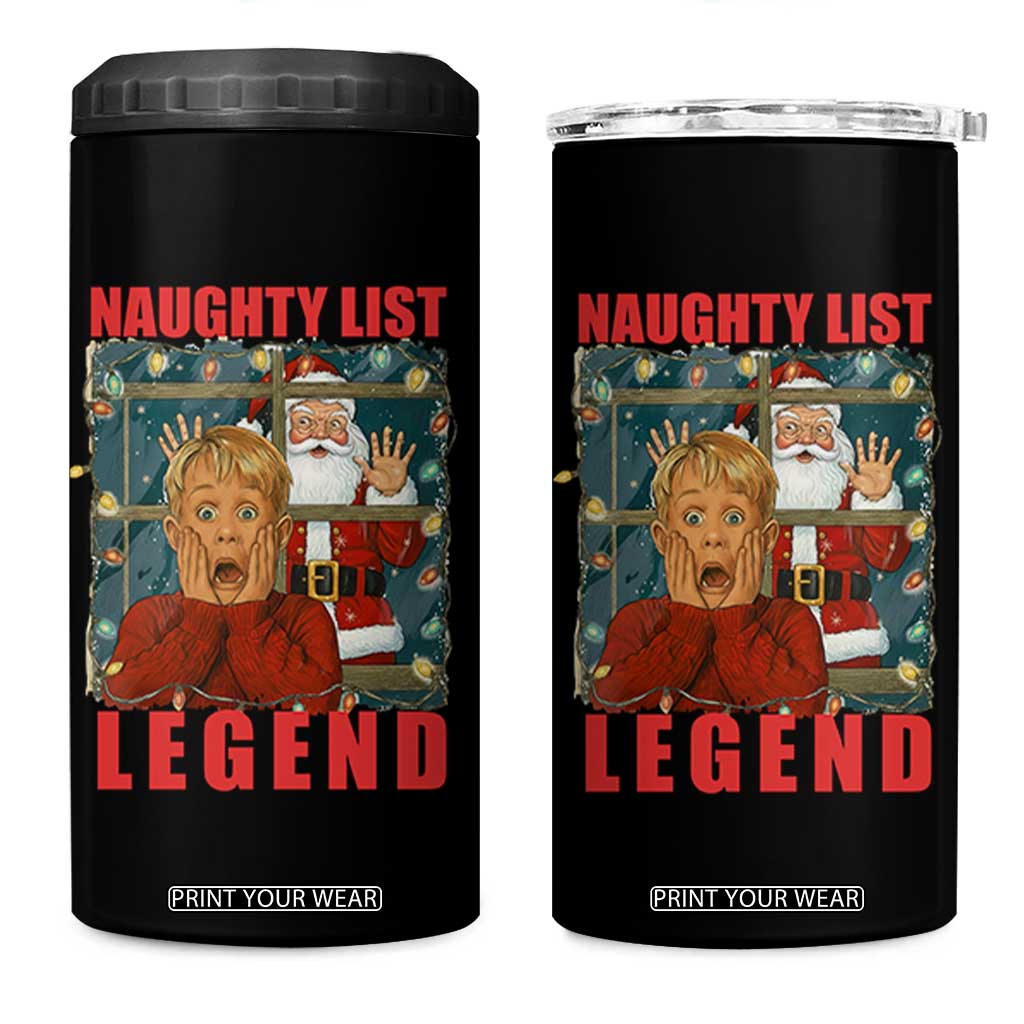 Santa Christmas Movie Funny 4 in 1 Can Cooler Tumbler Naughty List Legend TS14 One Size: 16 oz Black Print Your Wear