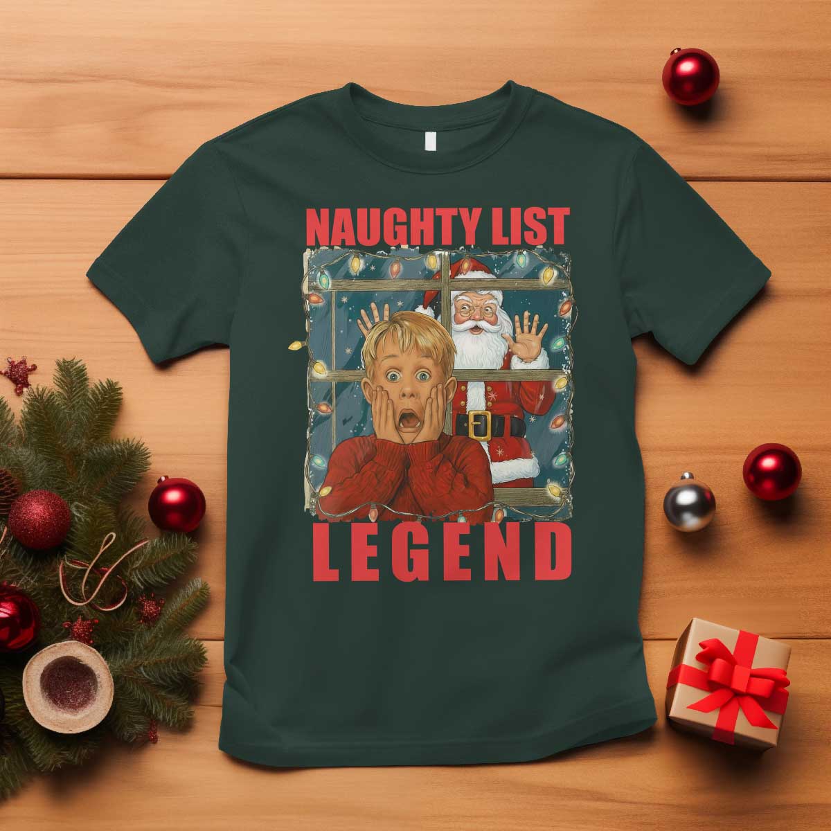 Santa Christmas Movie Funny T Shirt Naughty List Legend TS14 Dark Forest Green Print Your Wear