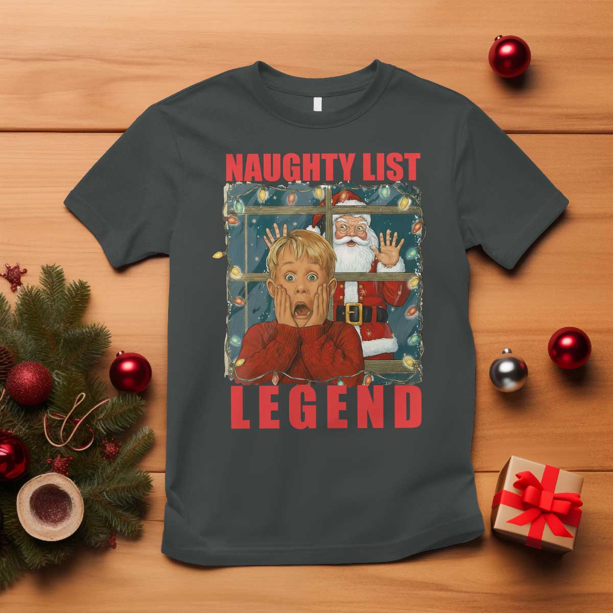 Santa Christmas Movie Funny T Shirt Naughty List Legend TS14 Dark Heather Print Your Wear