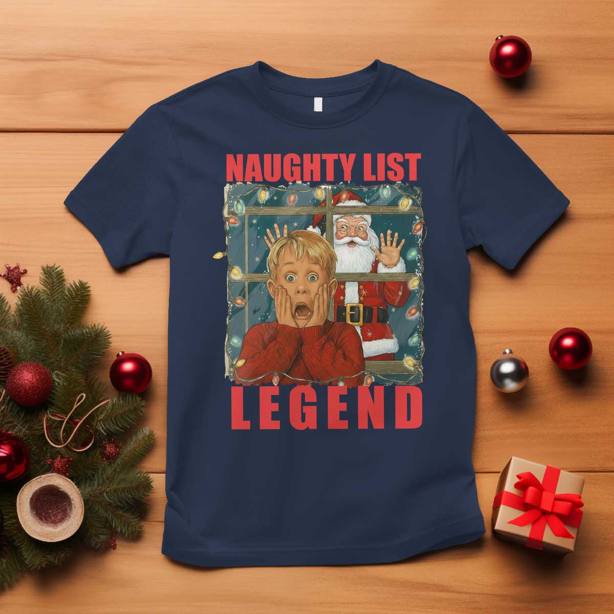 Santa Christmas Movie Funny T Shirt Naughty List Legend TS14 Navy Print Your Wear