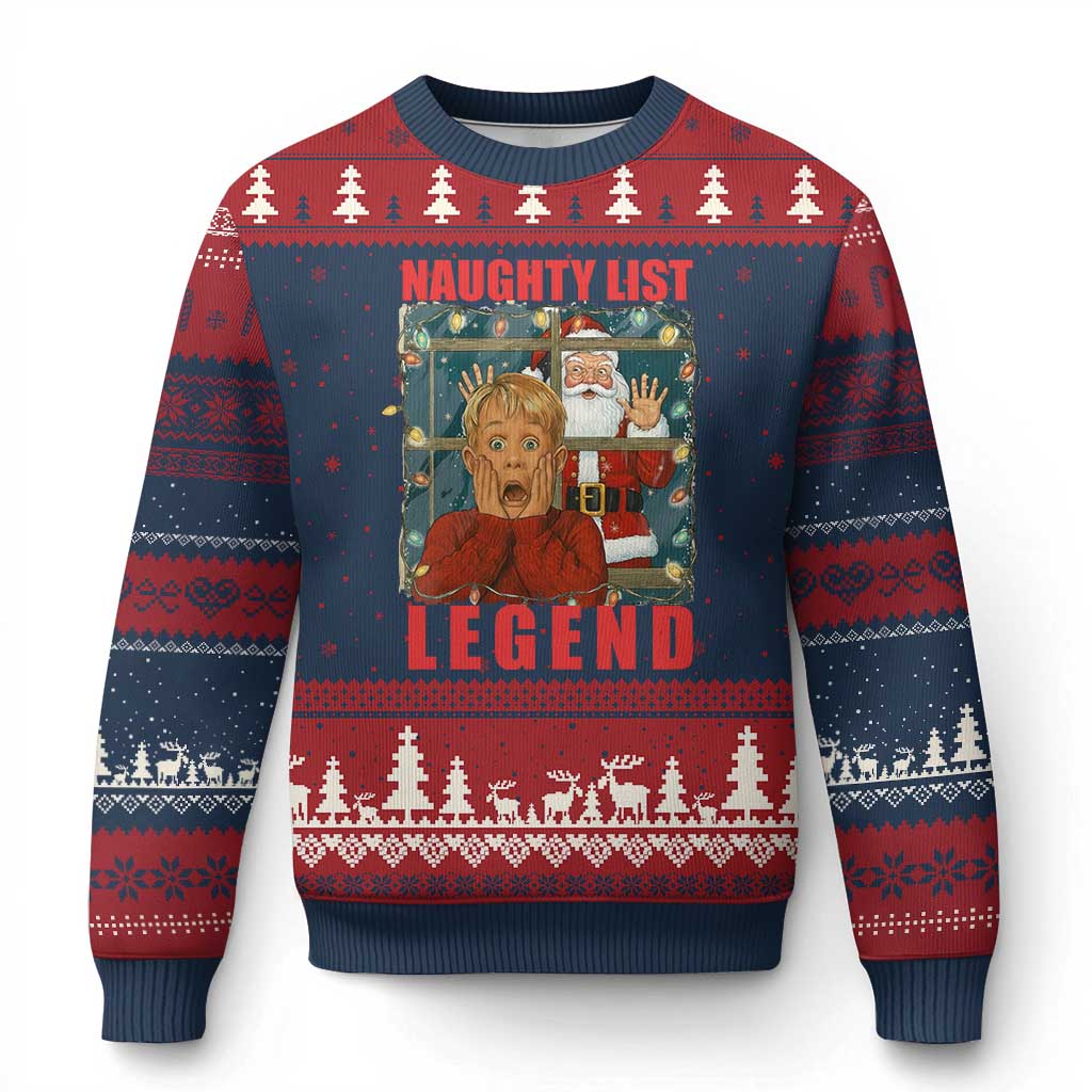 Santa Xmas Movie Funny Ugly Christmas Sweater Naughty List Legend TS14 Navy Red Print Your Wear