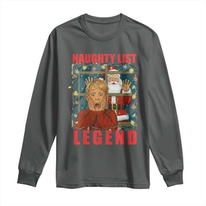 Santa Christmas Movie Funny Long Sleeve Shirt Naughty List Legend TS14 Dark Heather Print Your Wear