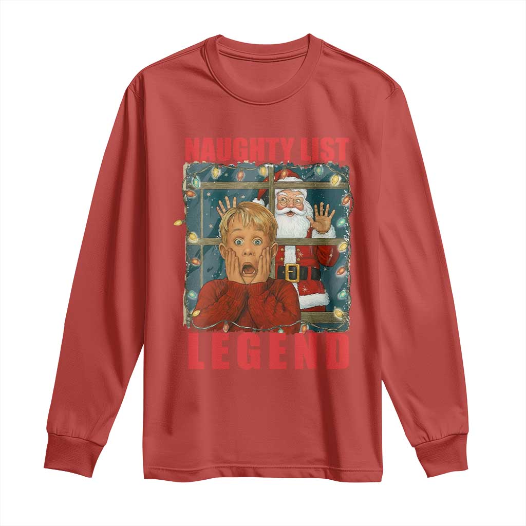 Santa Christmas Movie Funny Long Sleeve Shirt Naughty List Legend TS14 Red Print Your Wear