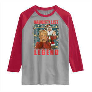 Santa Christmas Movie Funny Raglan Shirt Naughty List Legend TS14 Sport Gray Red Print Your Wear