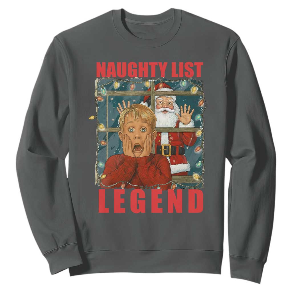 Santa Christmas Movie Funny Sweatshirt Naughty List Legend TS14 Dark Heather Print Your Wear
