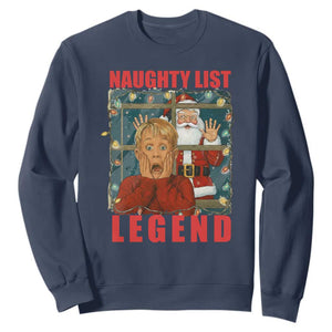Santa Christmas Movie Funny Sweatshirt Naughty List Legend TS14 Navy Print Your Wear