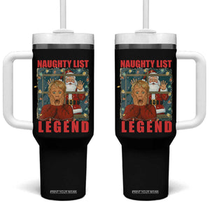 Santa Christmas Movie Funny Tumbler With Handle Naughty List Legend TS14 One Size: 40 oz Black Print Your Wear