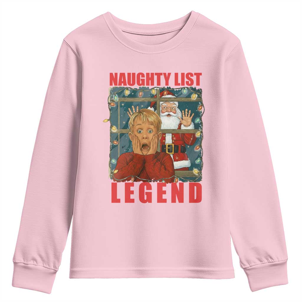 Santa Christmas Movie Funny Youth Sweatshirt Naughty List Legend TS14 Light Pink Print Your Wear