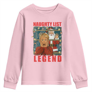 Santa Christmas Movie Funny Youth Sweatshirt Naughty List Legend TS14 Light Pink Print Your Wear