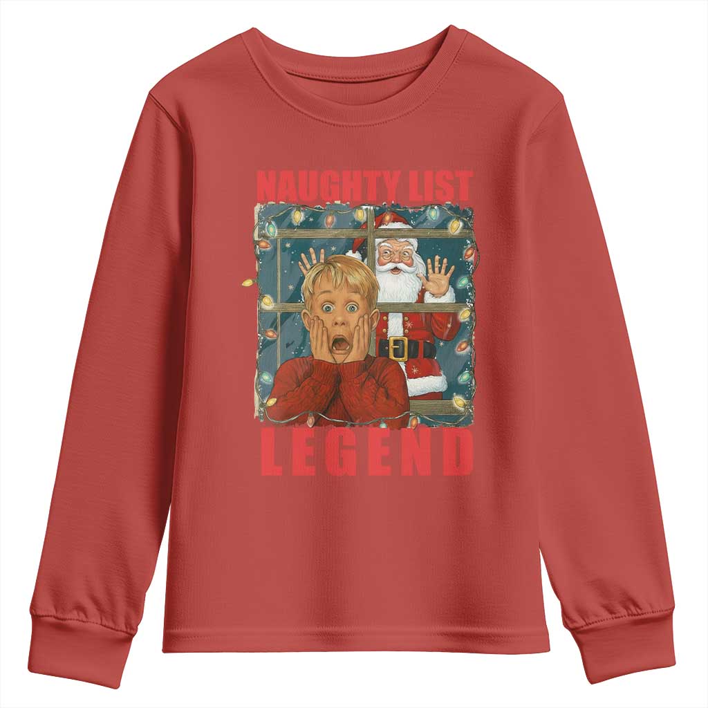 Santa Christmas Movie Funny Youth Sweatshirt Naughty List Legend TS14 Red Print Your Wear
