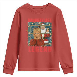 Santa Christmas Movie Funny Youth Sweatshirt Naughty List Legend TS14 Red Print Your Wear