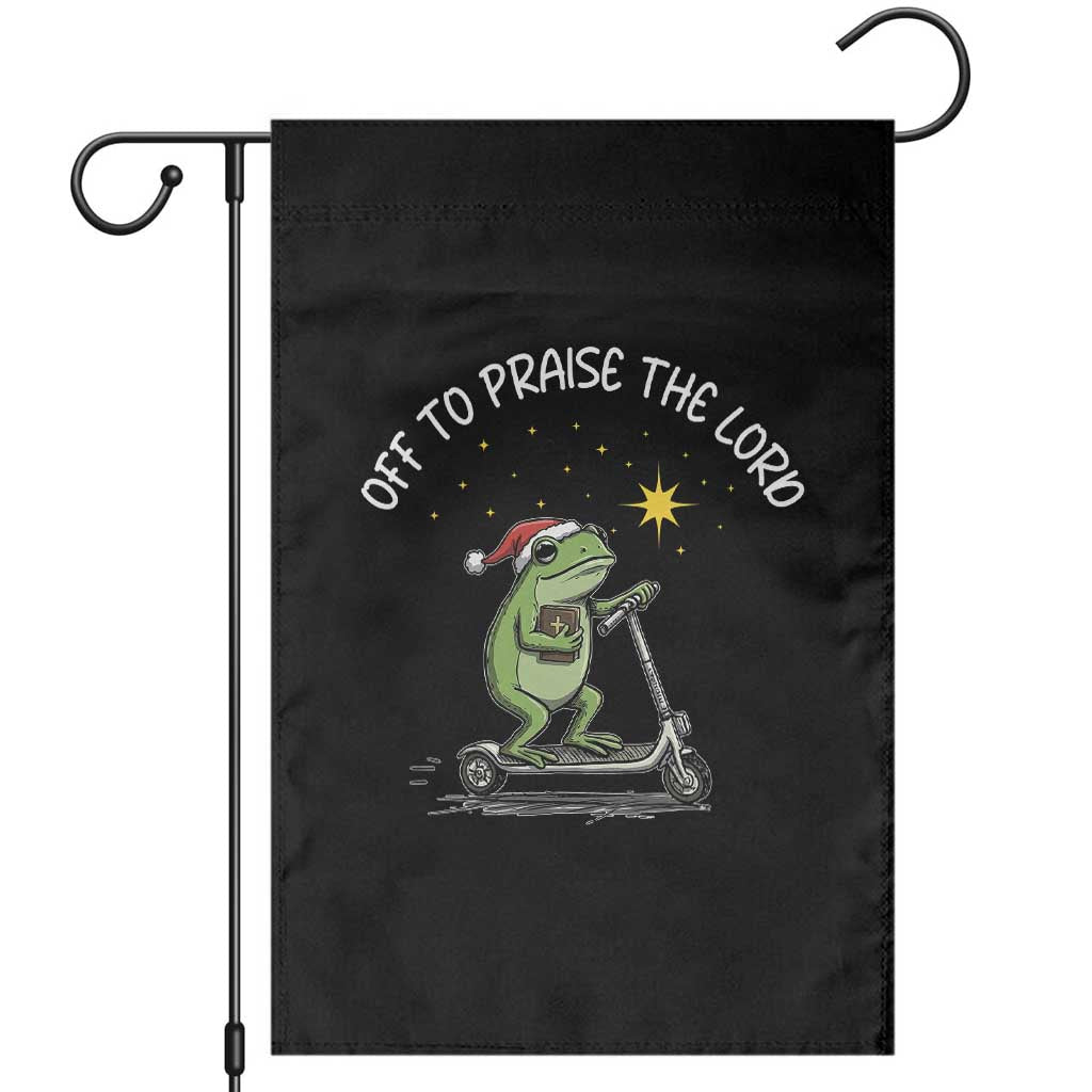 Funny Frog Christian Garden Flag Off To Praise The Lord TS14 Black Print Your Wear