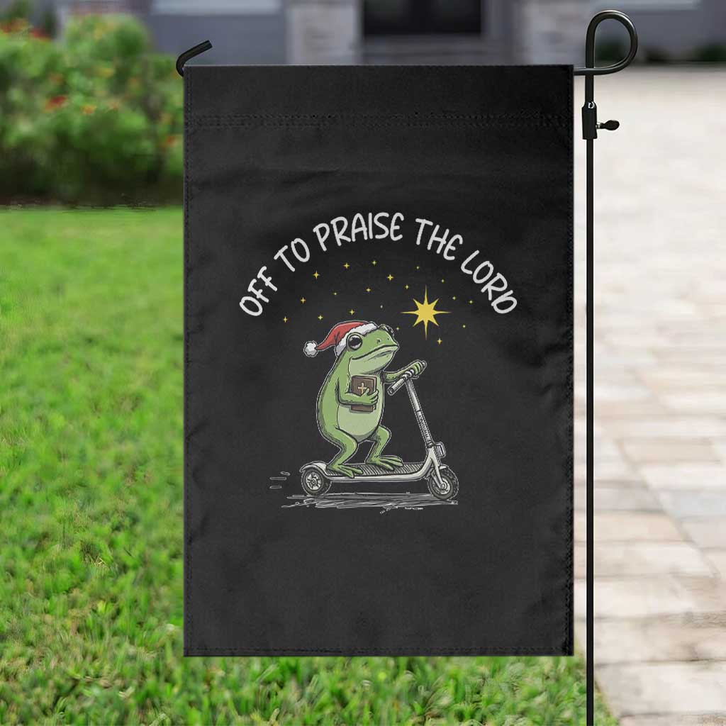 Funny Frog Christian Garden Flag Off To Praise The Lord TS14 Print Your Wear